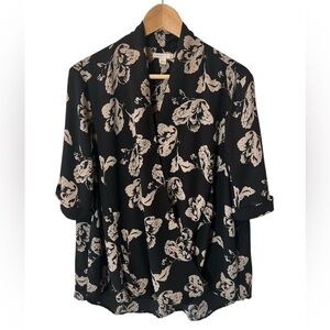 Floral Black and Cream Women's Top